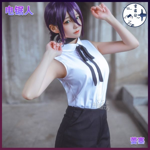 Anime Chainsaw Man Reze Cosplay Costume Adult Women Outfits Sexy Sleeveless Vest Pants Halloween Cosplay Wig 1 - Chainsaw Man Shop