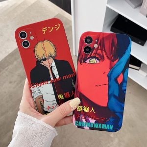 Luxury Chainsaw Man Silicone Phone Case For IPhone 12 11 Pro Max XS X XR 7 - Chainsaw Man Shop
