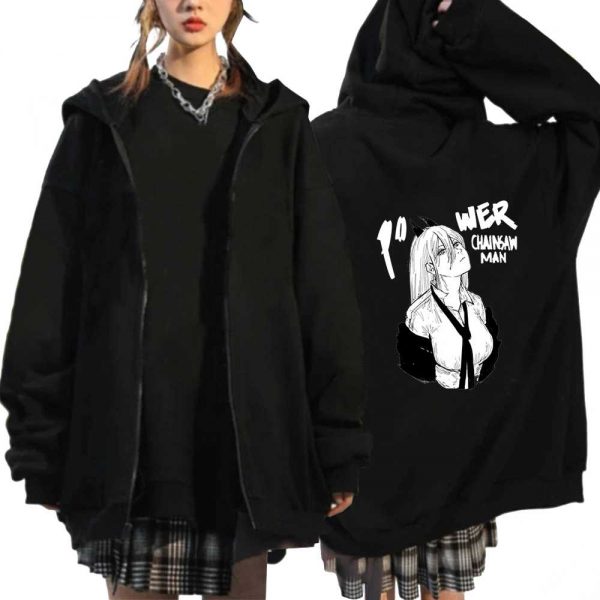 Harajuku Anime Chainsaw Man Zip Up Jacket Streetwear Makima Graphic Hoodie Sweatshirts Funny Manga Clothes Fashion - Chainsaw Man Shop