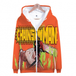 Denji Chainsaw Man Orange Hoodie Jacket - Chainsaw Man Store CS1310