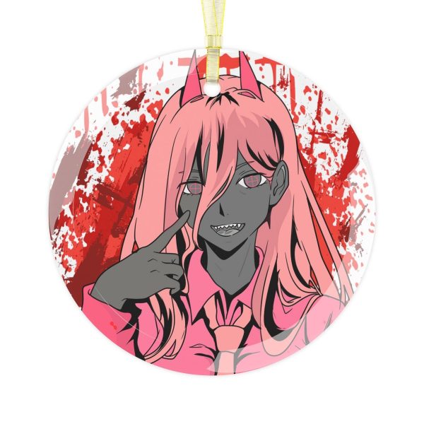 Power Xmas - Glass Ornament -Blood Fiend Waifu - Best Girl - Chibi Anime Otaku Gift For him and Her Kawaii - Holiday Ornaments V2